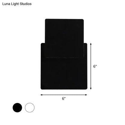 Minimalist black & white square wall lamp bedroom smd light source
