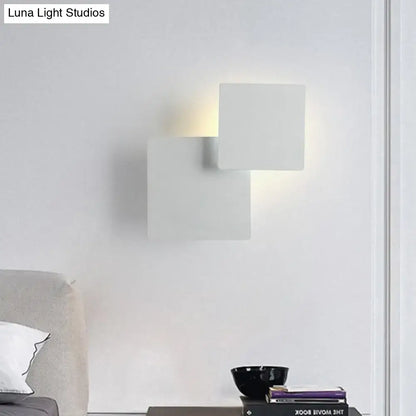 Minimalist black & white square wall lamp bedroom smd light source