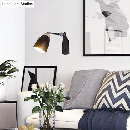 DecorBites™ Minimalist Black/White Tapered Wall Sconce Light with Switch – Ideal for Study