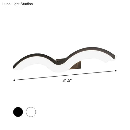 DecorBites™ Minimalist Black/White Wavelet LED Wall Sconce with Frosted Diffuser, Available in 16", 23.5", or 31.5" Lengths