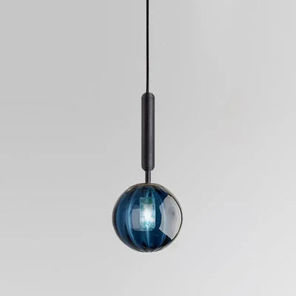 Minimalist blue pink & gray glass ball pendant light living room