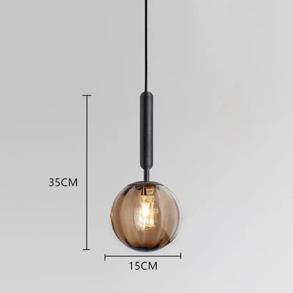 Minimalist blue pink & gray glass ball pendant light living room