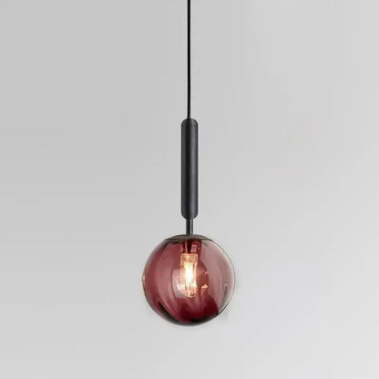 Minimalist blue pink & gray glass ball pendant light living room