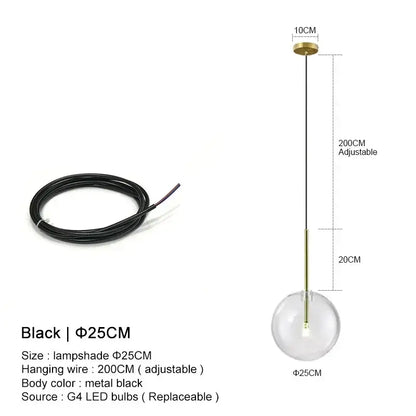 Minimalist brass and clear glass ball pendant light for dining room