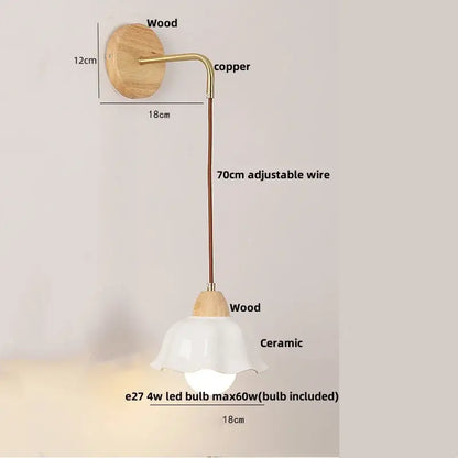 Minimalist brass and clear glass wall light bedroom pull chain switch