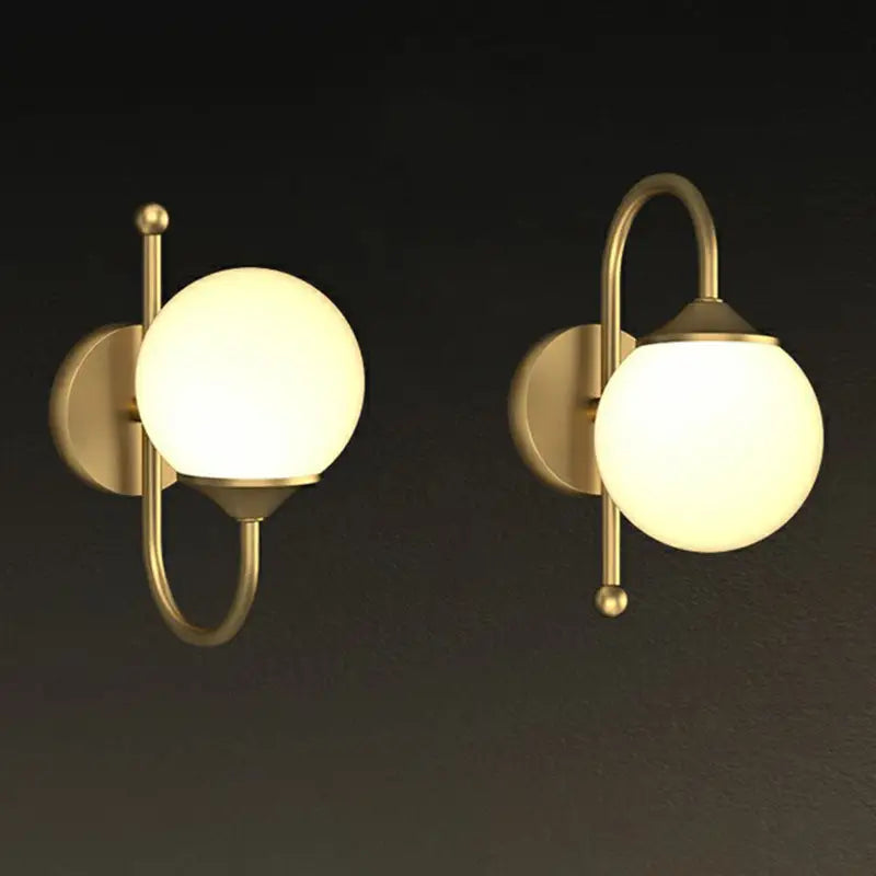 Minimalist brass and frosted glass led wall lamp for dining room