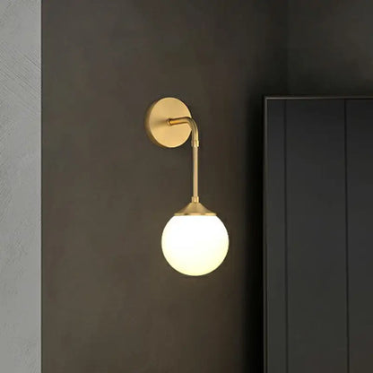 Minimalist brass and frosted glass led wall lamp for dining room