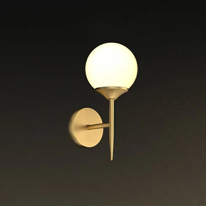 Minimalist brass and frosted glass led wall lamp for dining room