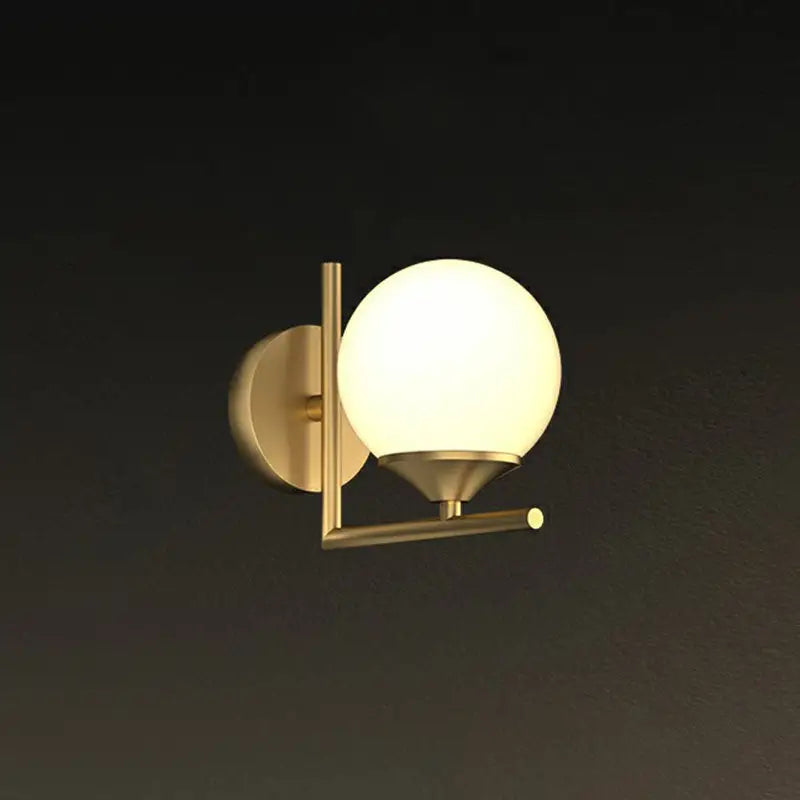 Minimalist brass and frosted glass led wall lamp for dining room