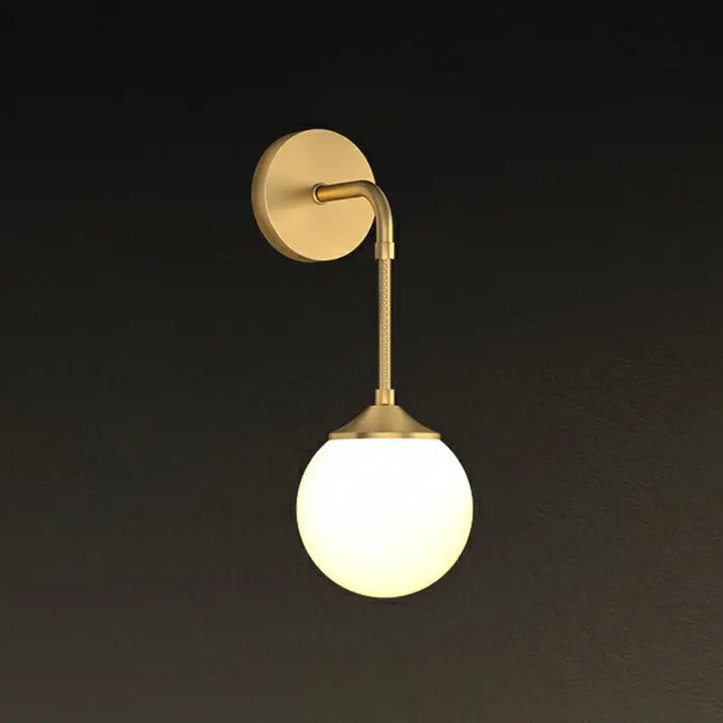 Minimalist brass and frosted glass led wall lamp for dining room