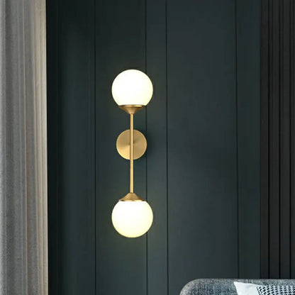 Minimalist brass and frosted glass led wall lamp for dining room