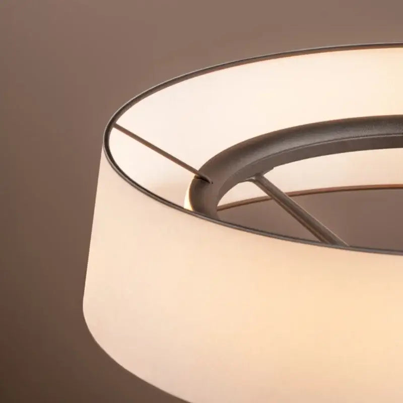 Minimalist brass and white fabric dama pendant lamp for kitchens