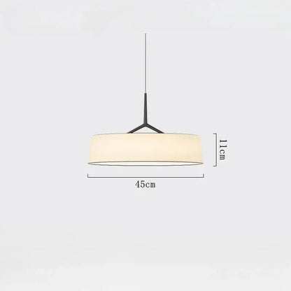 Minimalist brass and white fabric dama pendant lamp for kitchens