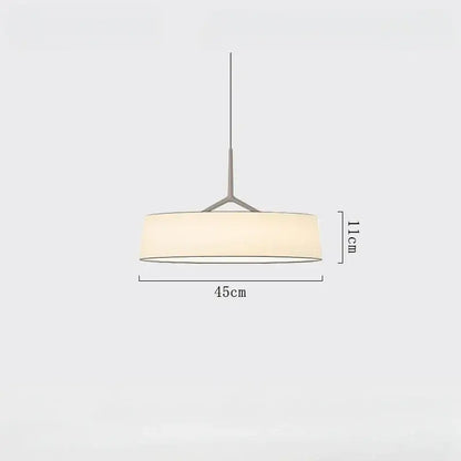 Minimalist brass and white fabric dama pendant lamp for kitchens
