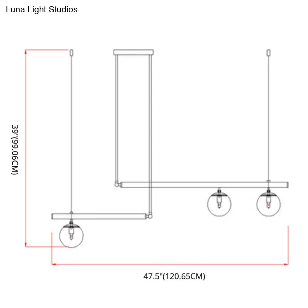 Minimalist brass and white glass ceiling light for kitchen island