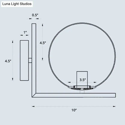 Minimalist brass angle arm opaline glass wall sconce bedroom light