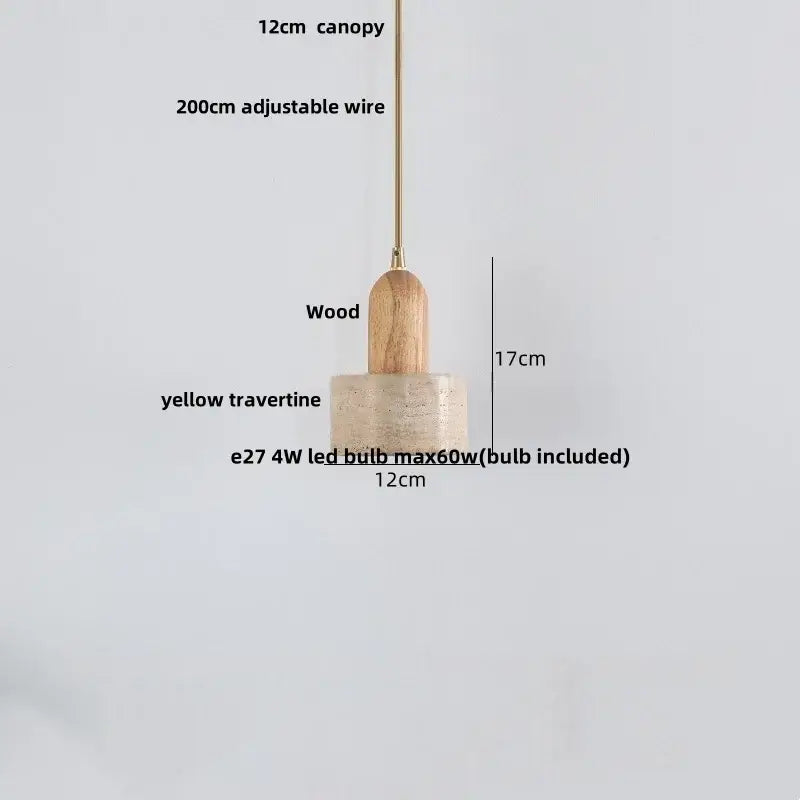 Minimalist brass & beige concrete pendant light dining room