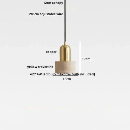 Minimalist brass & beige concrete pendant light dining room