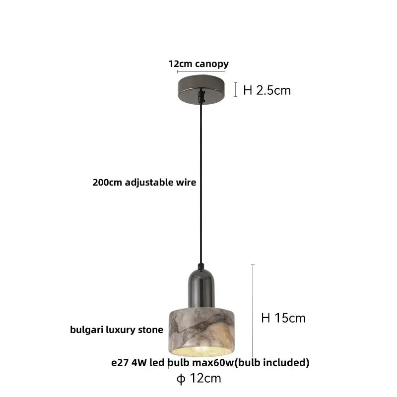 Minimalist brass & beige concrete pendant light dining room