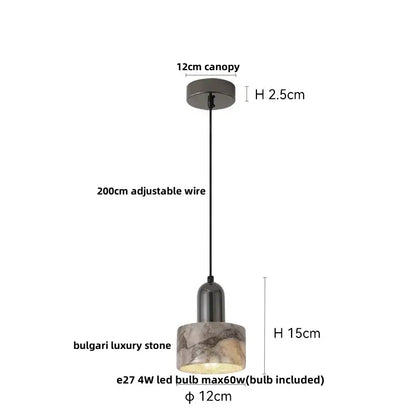 Minimalist brass & beige concrete pendant light dining room
