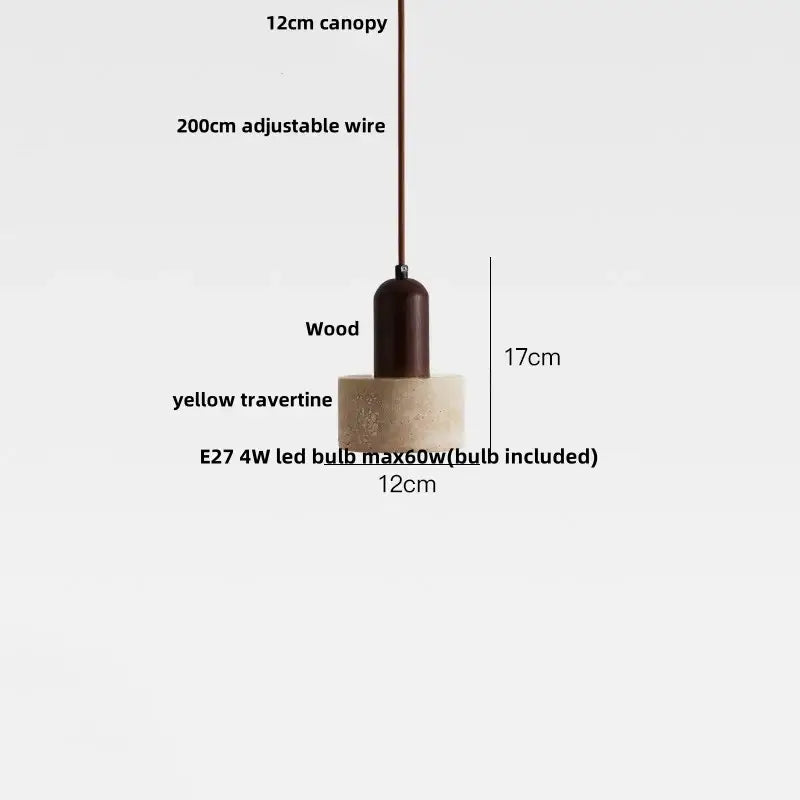 Minimalist brass & beige concrete pendant light dining room