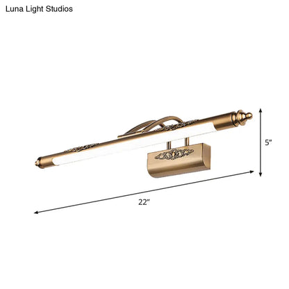 DecorBites™ Minimalist Brass Carved LED Wall Sconce - Swing Arm Vanity Mirror Light