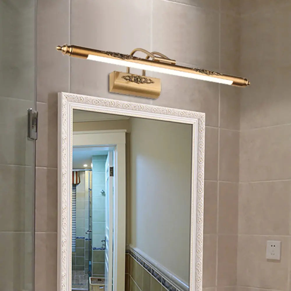 DecorBites™ Minimalist Brass Carved LED Wall Sconce - Swing Arm Vanity Mirror Light