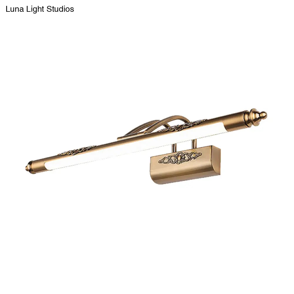 DecorBites™ Minimalist Brass Carved LED Wall Sconce - Swing Arm Vanity Mirror Light
