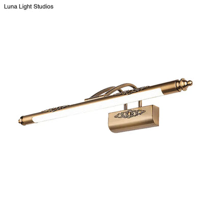 DecorBites™ Minimalist Brass Carved LED Wall Sconce - Swing Arm Vanity Mirror Light