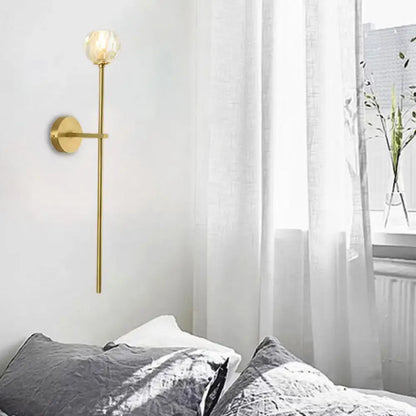 Minimalist brass faceted crystal wall sconce bedroom light direct wired