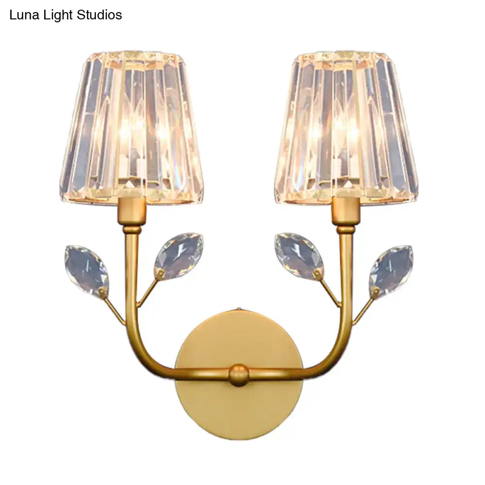 Minimalist brass finish crystal wall sconce bedroom wall light