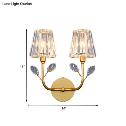 Minimalist brass finish crystal wall sconce bedroom wall light