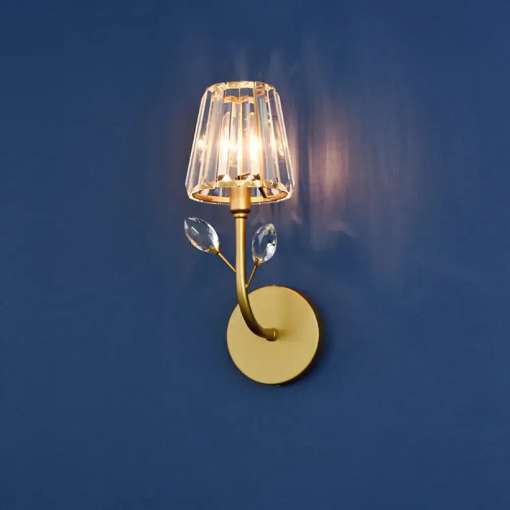 Minimalist brass finish crystal wall sconce bedroom wall light