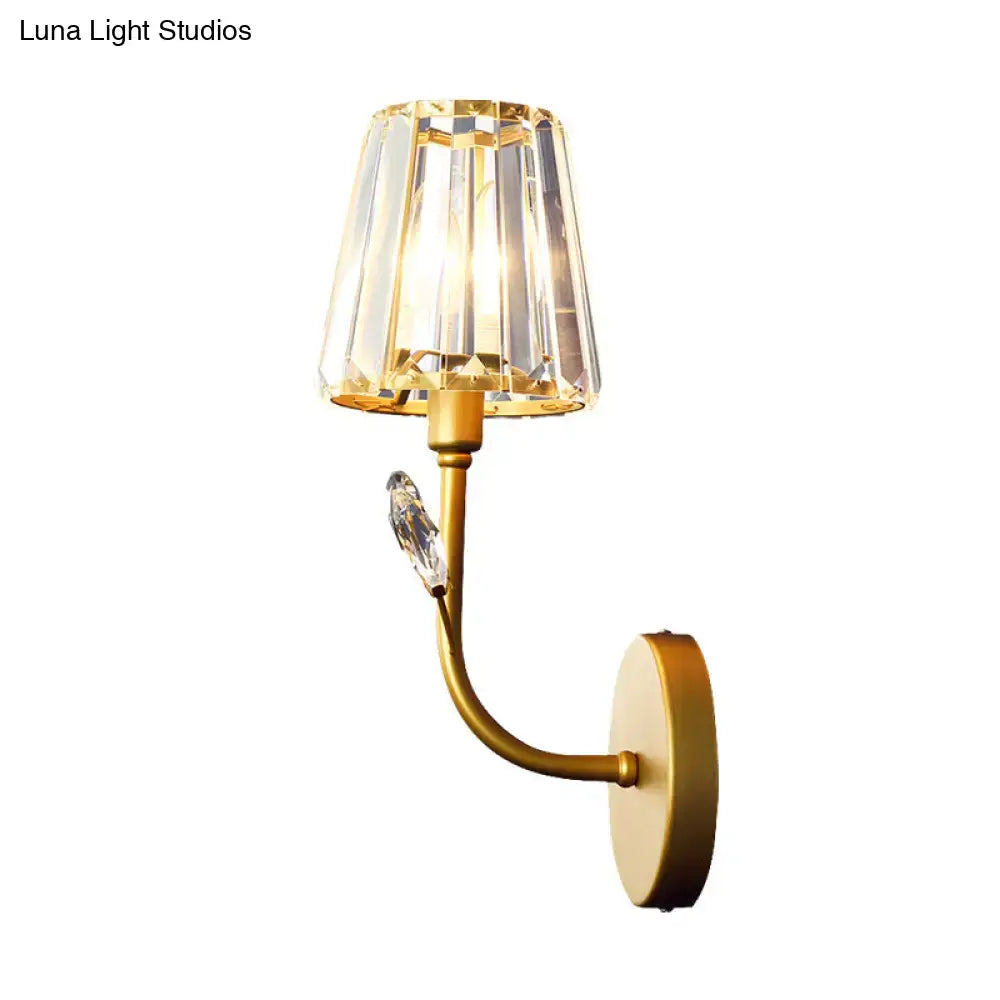 Minimalist brass finish crystal wall sconce bedroom wall light