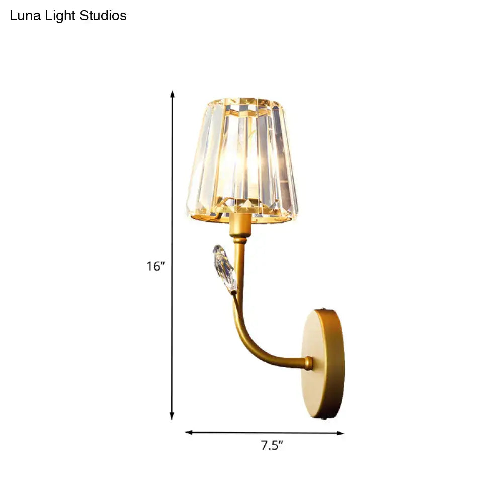 Minimalist brass finish crystal wall sconce bedroom wall light