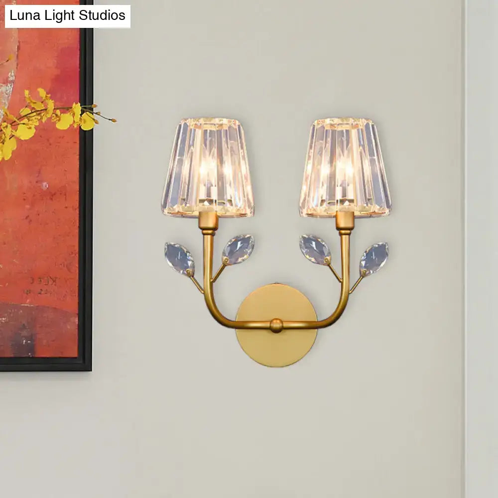 Minimalist brass finish crystal wall sconce bedroom wall light