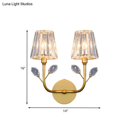 DecorBites™ Minimalist Brass Finish Tapered Wall Sconce with Crystal accents