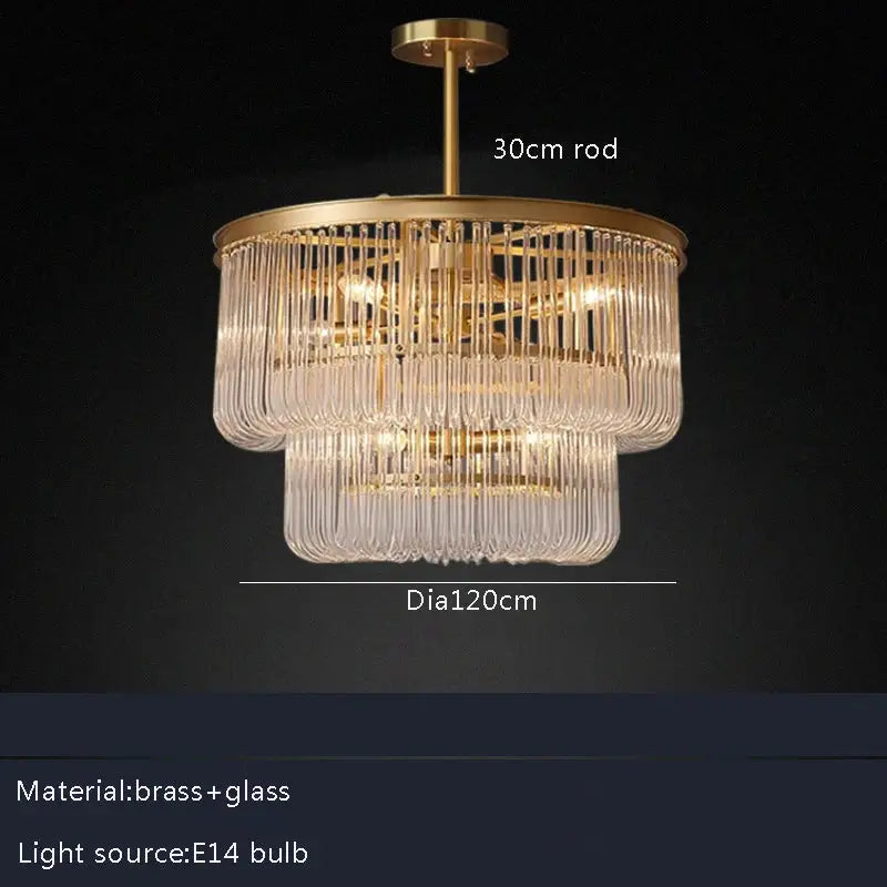 Minimalist brass glass bar chandelier living room crystal light