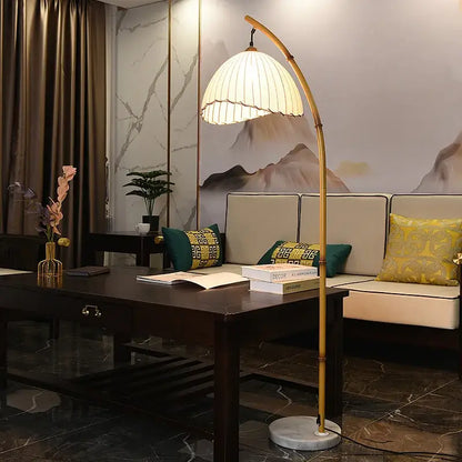 Minimalist brass led floor lamp with marble base living room light