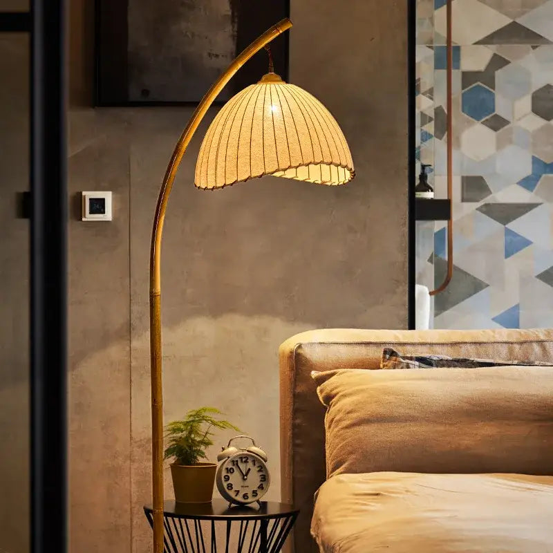 Minimalist brass led floor lamp with marble base living room light