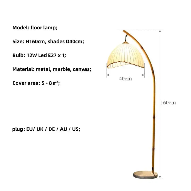 Minimalist brass led floor lamp with marble base living room light