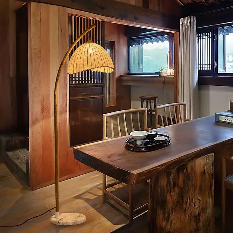 Minimalist brass led floor lamp with marble base living room light