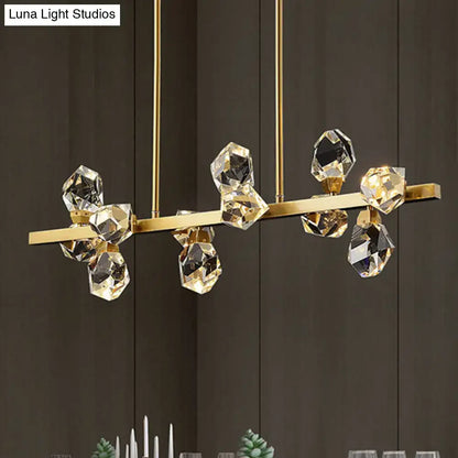 Minimalist brass led gemstone dining room ceiling light