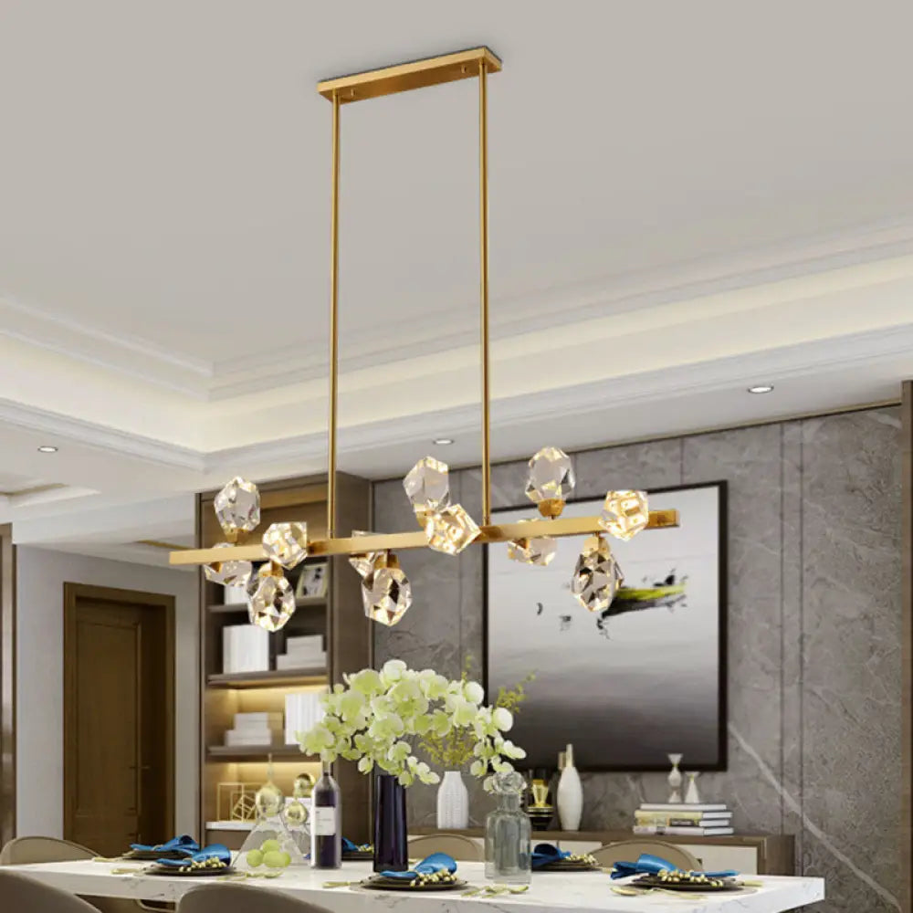 DecorBites™ Minimalist Brass LED Gemstone Hanging Light for Dining Room - Crystal Island Lighting