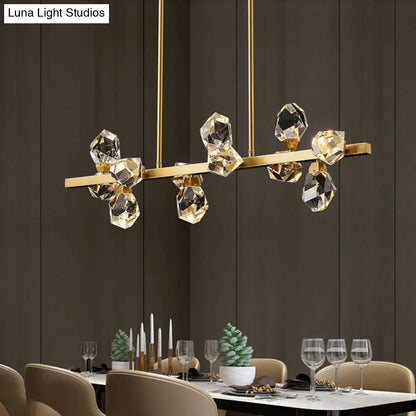 DecorBites™ Minimalist Brass LED Gemstone Hanging Light for Dining Room - Crystal Island Lighting