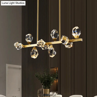 DecorBites™ Minimalist Brass LED Gemstone Hanging Light for Dining Room - Crystal Island Lighting