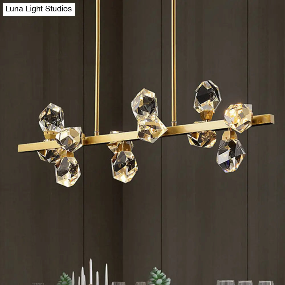 DecorBites™ Minimalist Brass LED Gemstone Hanging Light for Dining Room - Crystal Island Lighting