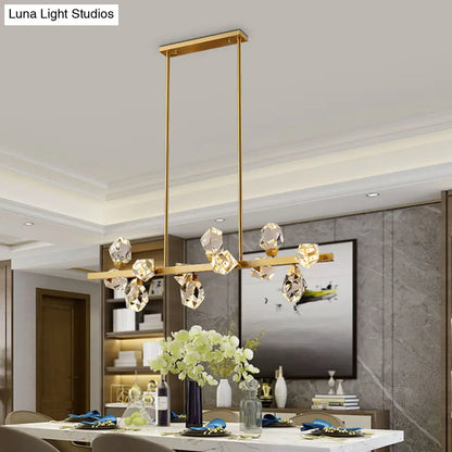 DecorBites™ Minimalist Brass LED Gemstone Hanging Light for Dining Room - Crystal Island Lighting