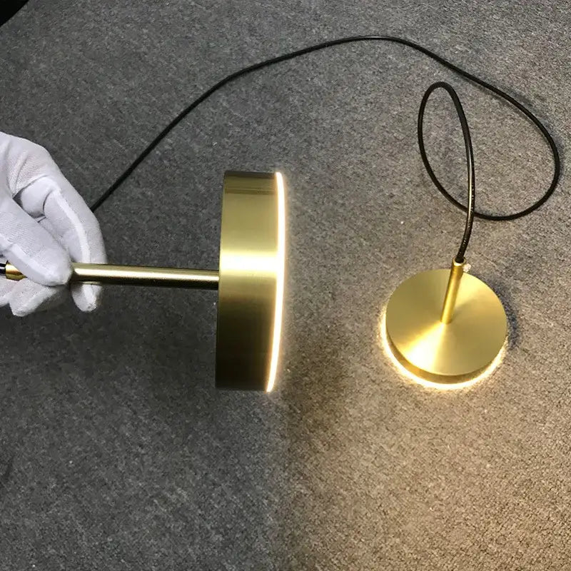 Minimalist brass led pendant lights for dining room