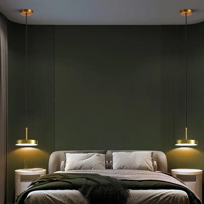 Minimalist brass led pendant lights for dining room